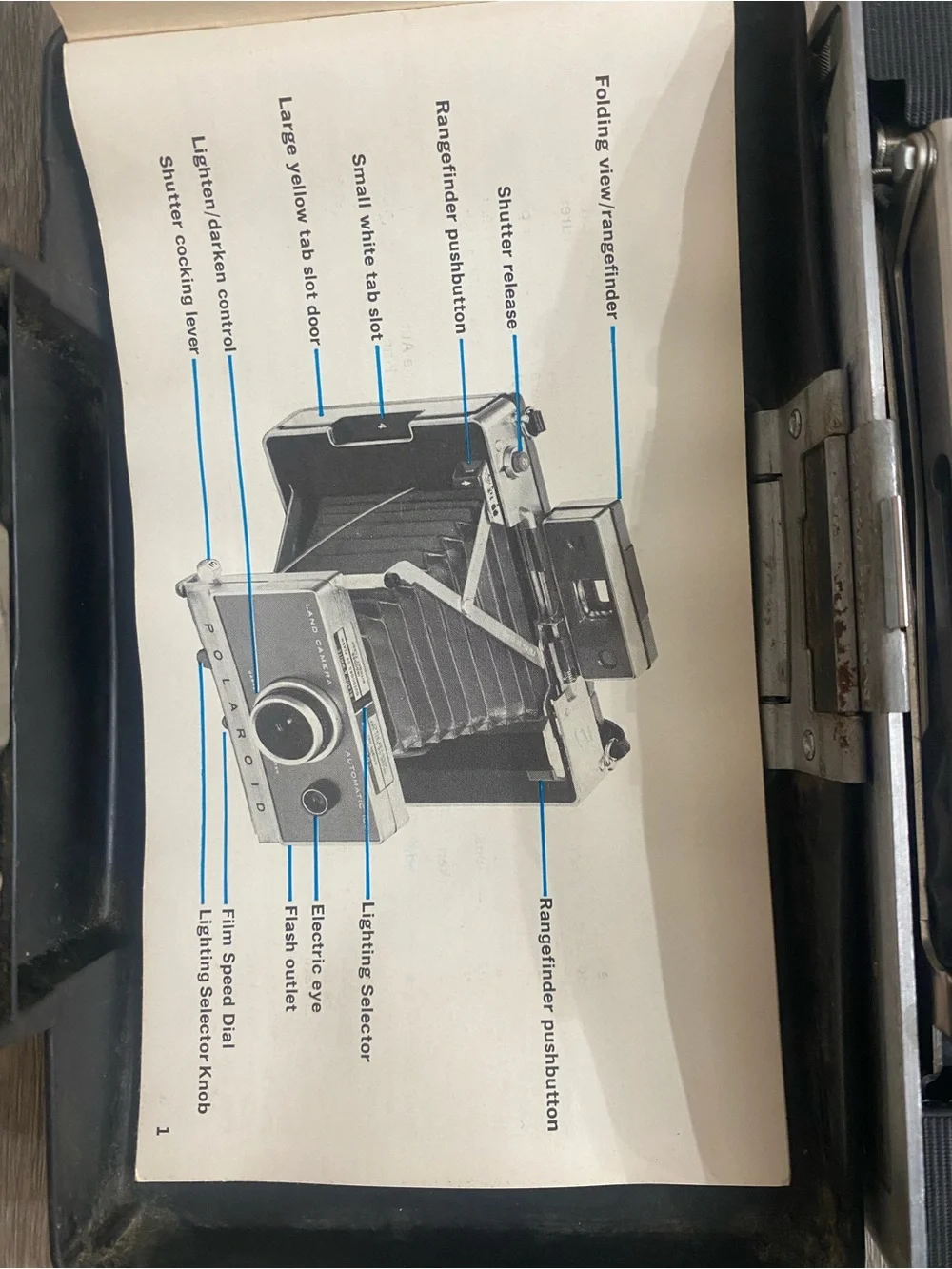 Polaroid Instant Land Camera Automatic 100 in Gray and Black - Vintage 1980s
